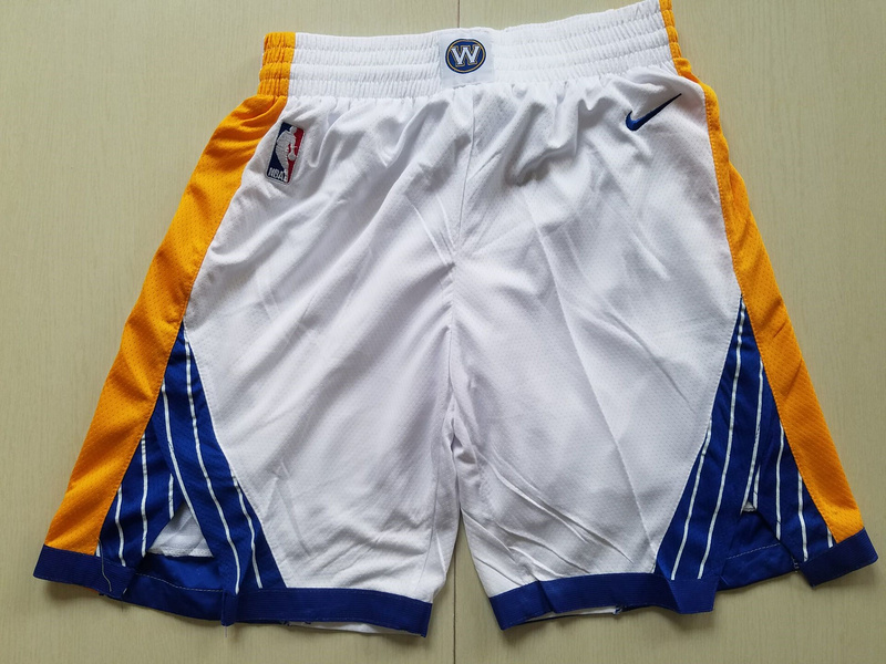 Men 2019 NBA Nike Golden State Warriors white shorts style2